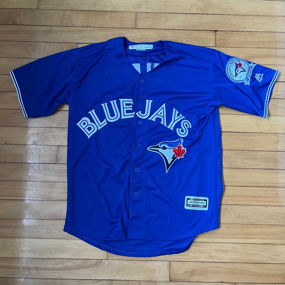 Majestic Toronto Blue Jays Josh Donaldson 20 Jersey Blue 40th Season Patch Men M